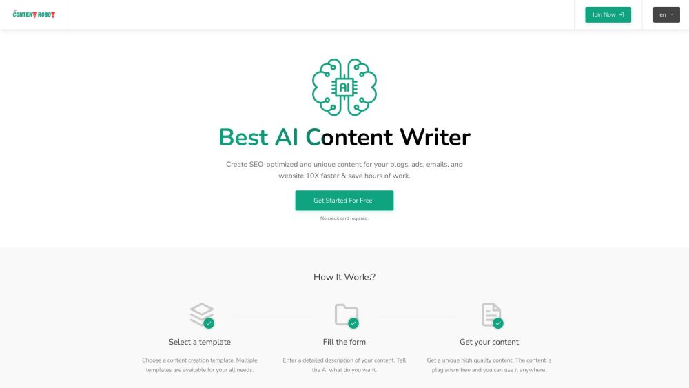 Content Robot Website screenshot