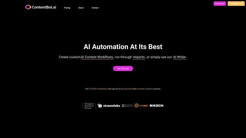 ContentBot - AI Content Automation and Workflows Website screenshot