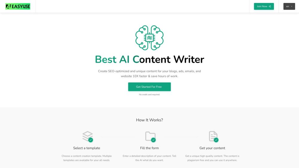 AIEasyUse - OpenAI Content & Image Generator Website screenshot