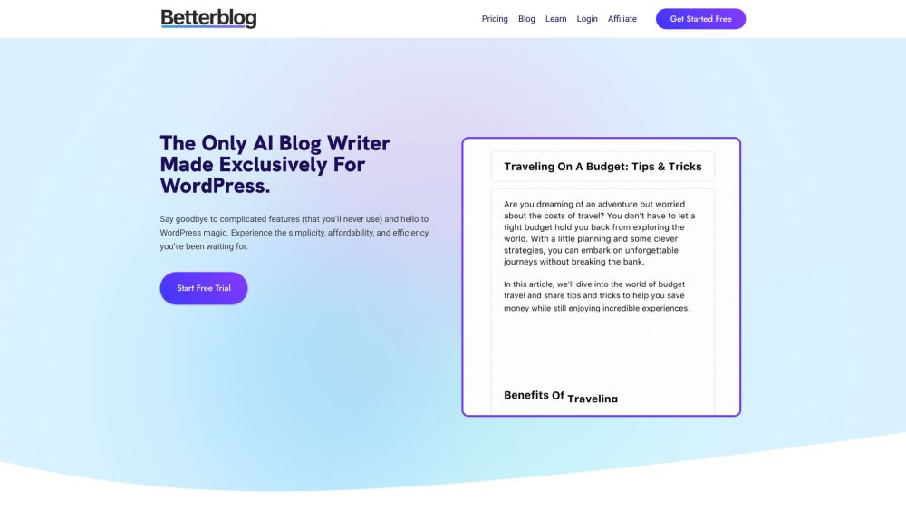 BetterBlog.ai Website screenshot