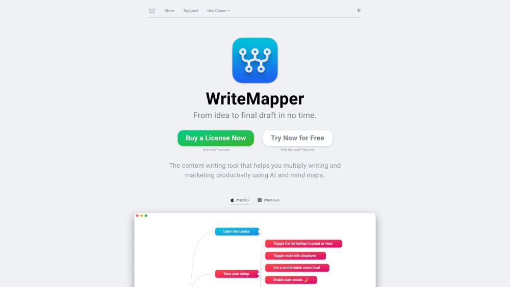 WriteMapper Website screenshot