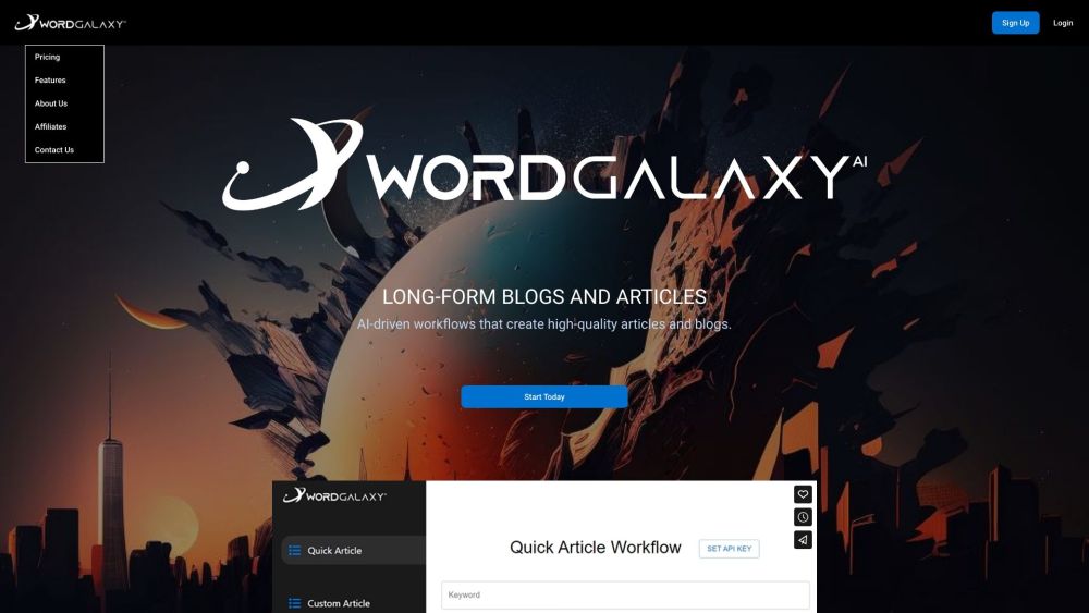 Wordgalaxy Website screenshot