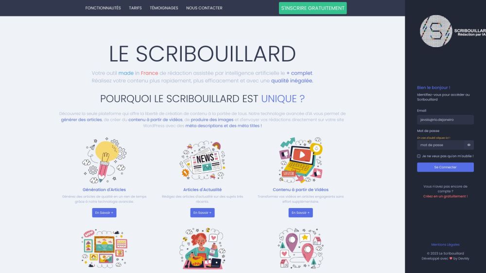 Le Scribouillard - Rédaction SEO par IA Website screenshot