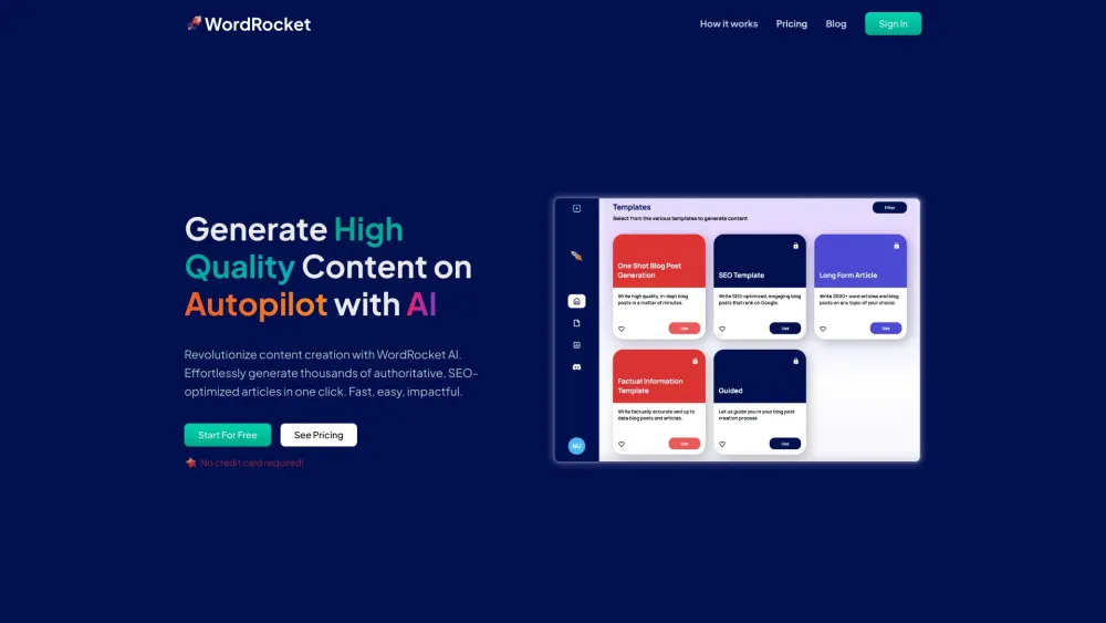 WordRocket AI Website screenshot