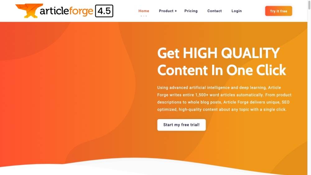 Article Forge Website screenshot