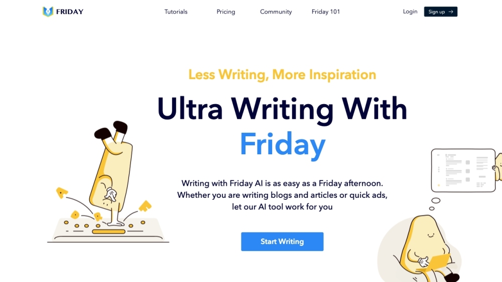 HeyFriday AI Writer Website screenshot