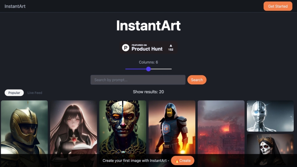 InstantArt Website screenshot