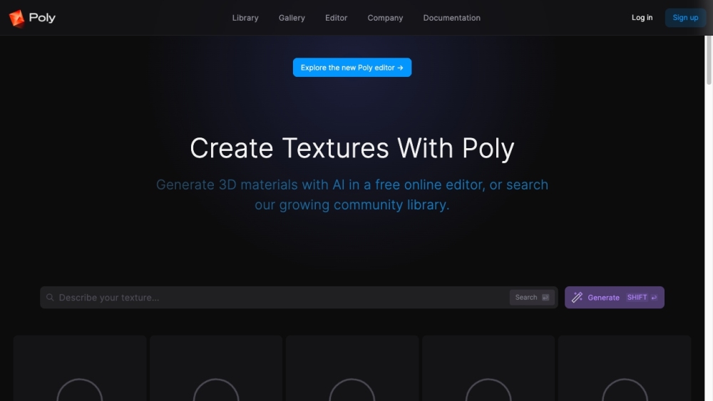 Poly: AI Texture Engine Website screenshot