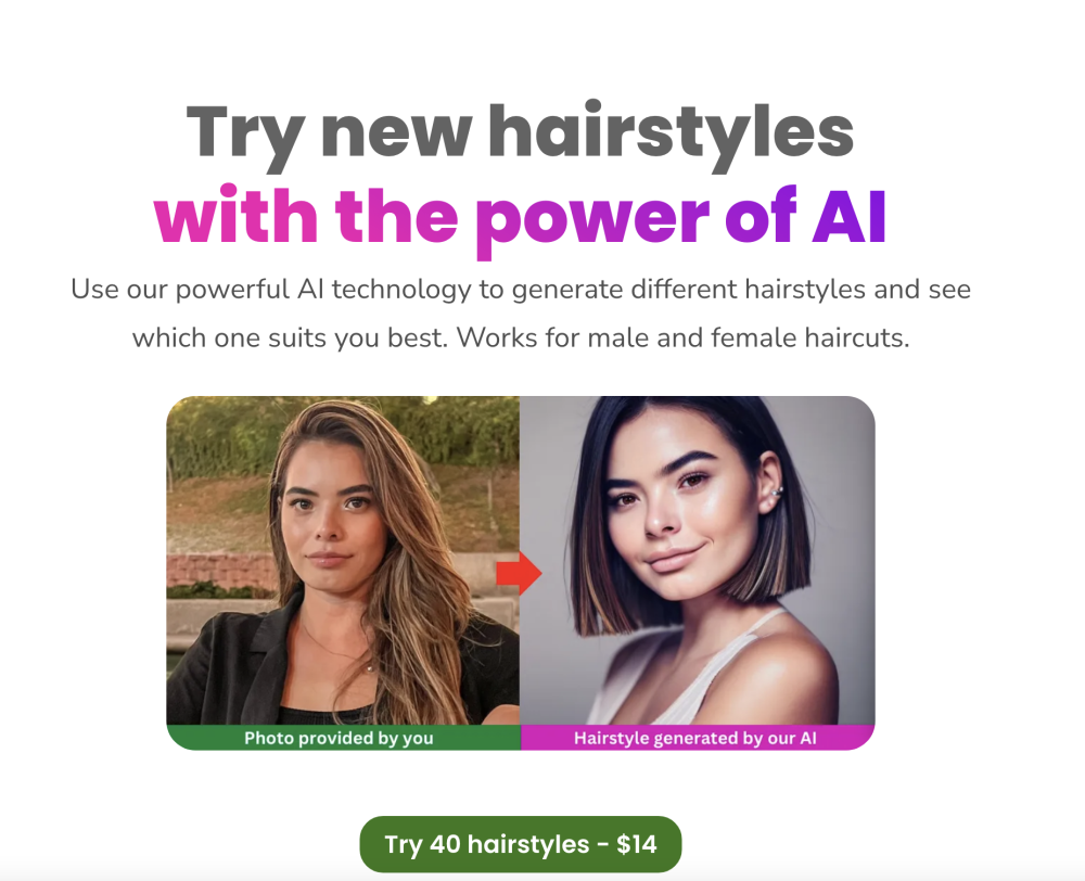 Hairstyle AI Website screenshot