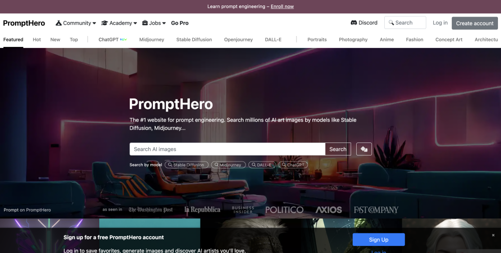 PromptHero Website screenshot