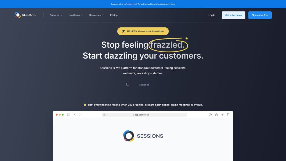 Sessions.us Website screenshot