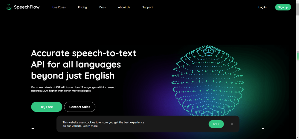 SpeechFlow Website screenshot