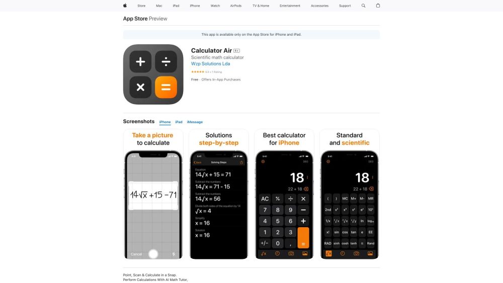 Calculator Air Website screenshot