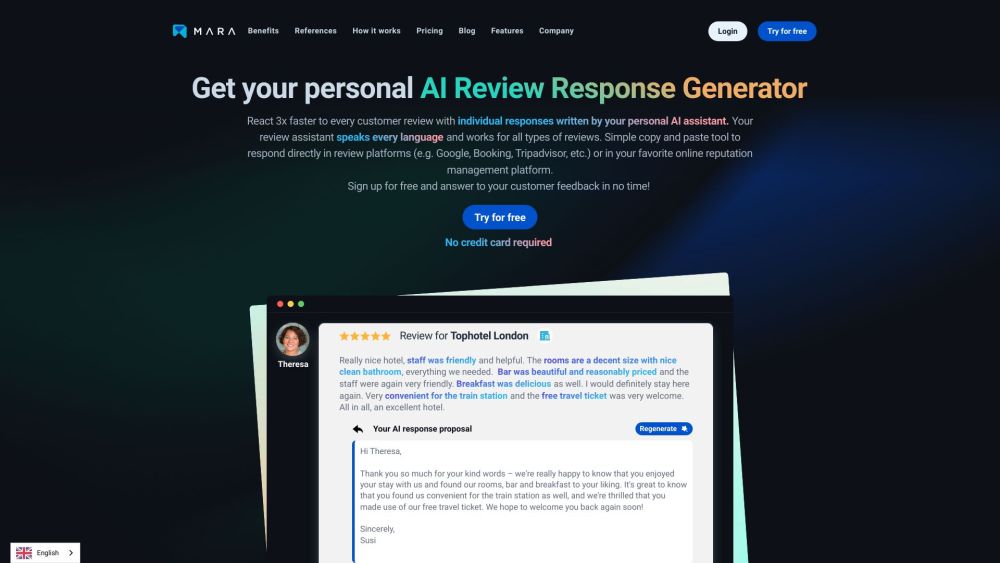 AI Review Response Generator Website screenshot