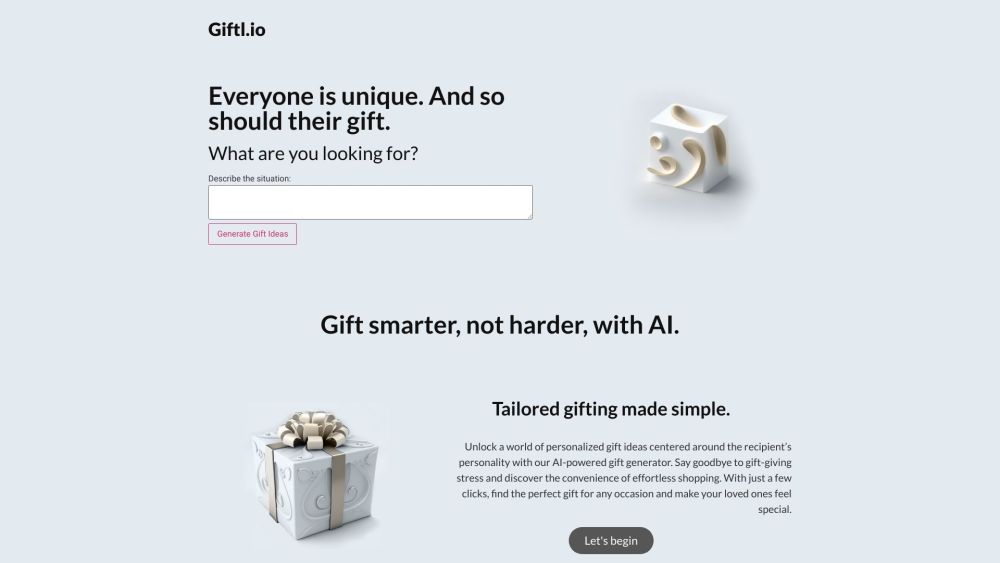 Giftl.io Website screenshot