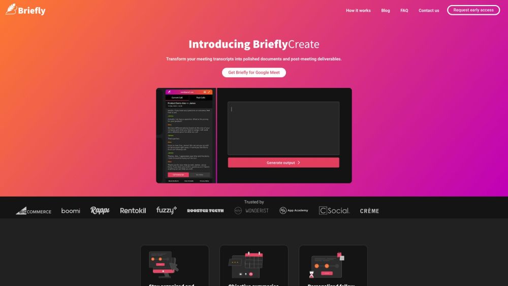 BrieflyAI Website screenshot