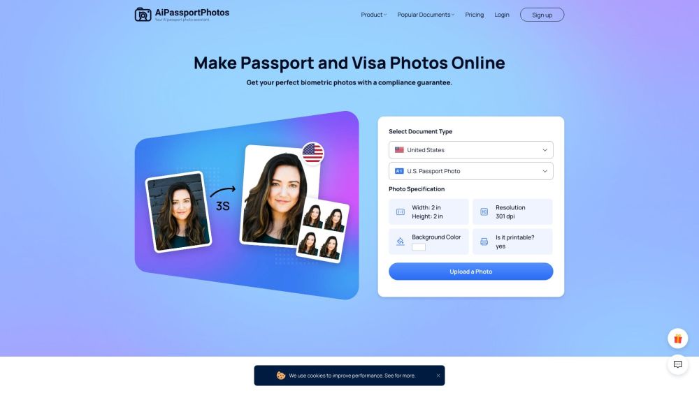 AiPassportPhotos Website screenshot