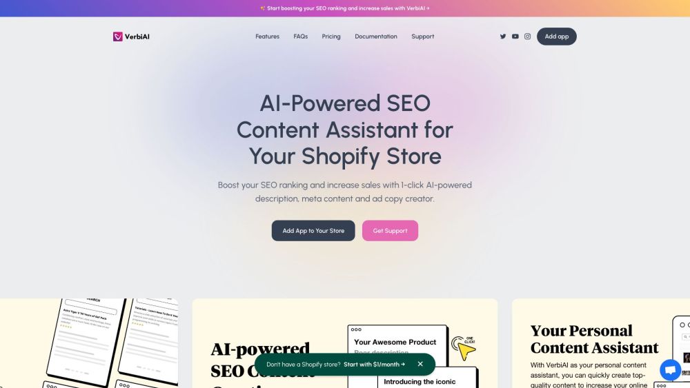 VerbiAI - AI-Powered SEO description and meta content creation Website screenshot