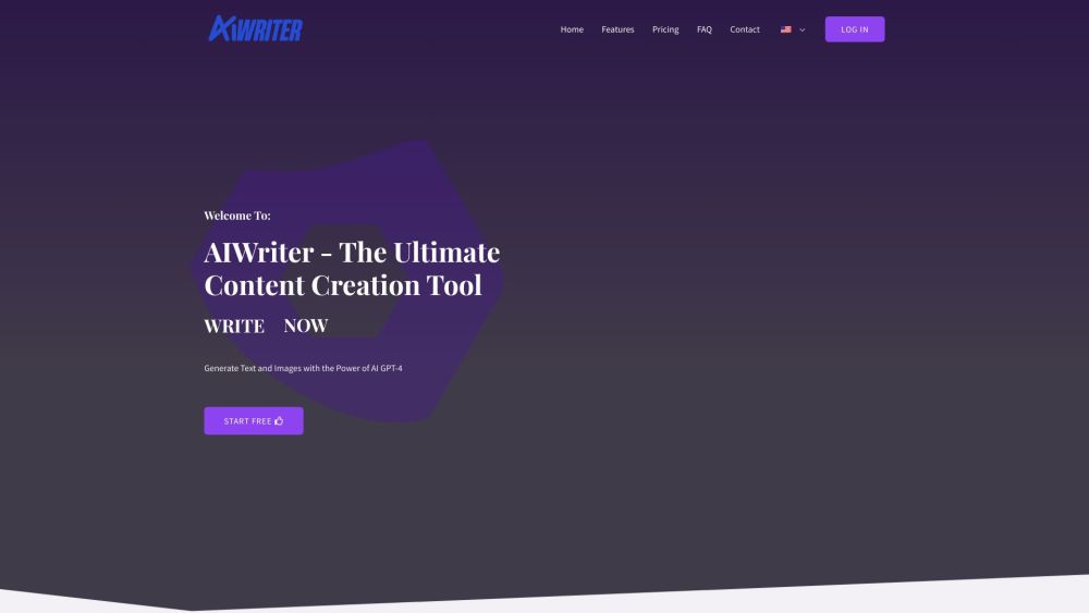 AI Writer Website screenshot