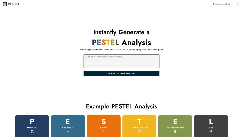 AI PESTEL Analysis Generator Website screenshot