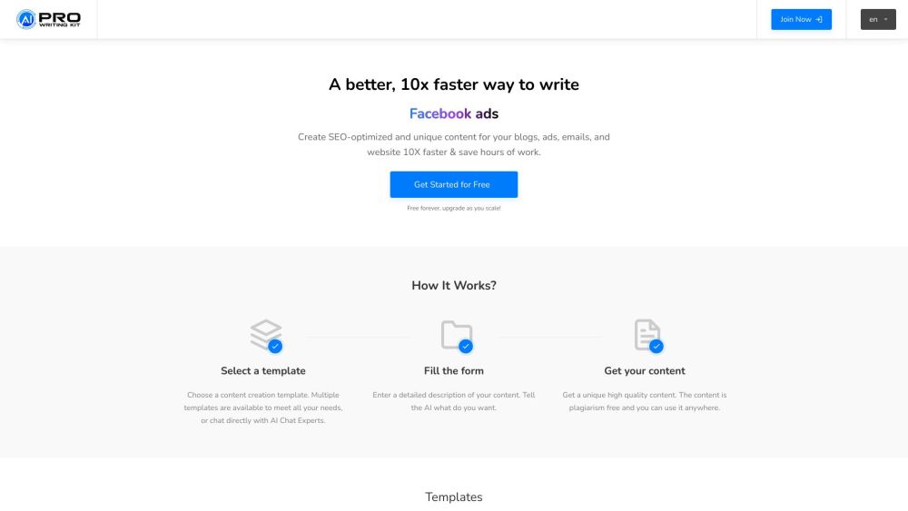 Pro Writing Kit Website screenshot