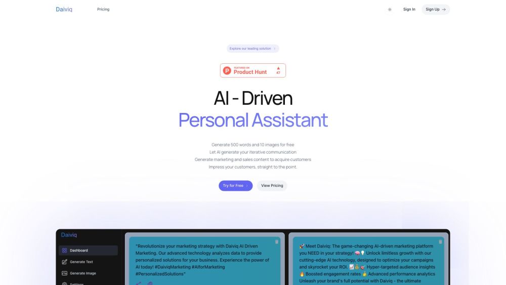 Daiviq - AI-Driven Marketing Website screenshot