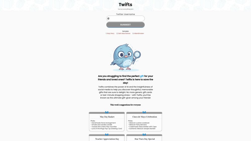 Twifts AI Website screenshot