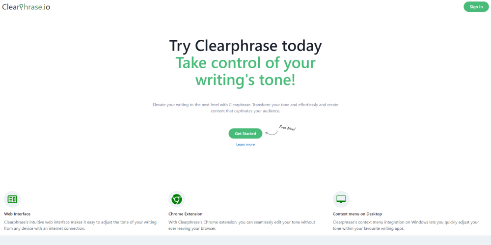 ClearPhrase Website screenshot