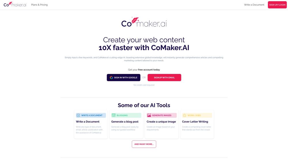 CoMaker.ai Website screenshot