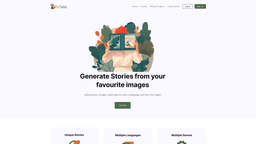 PicTales Website screenshot