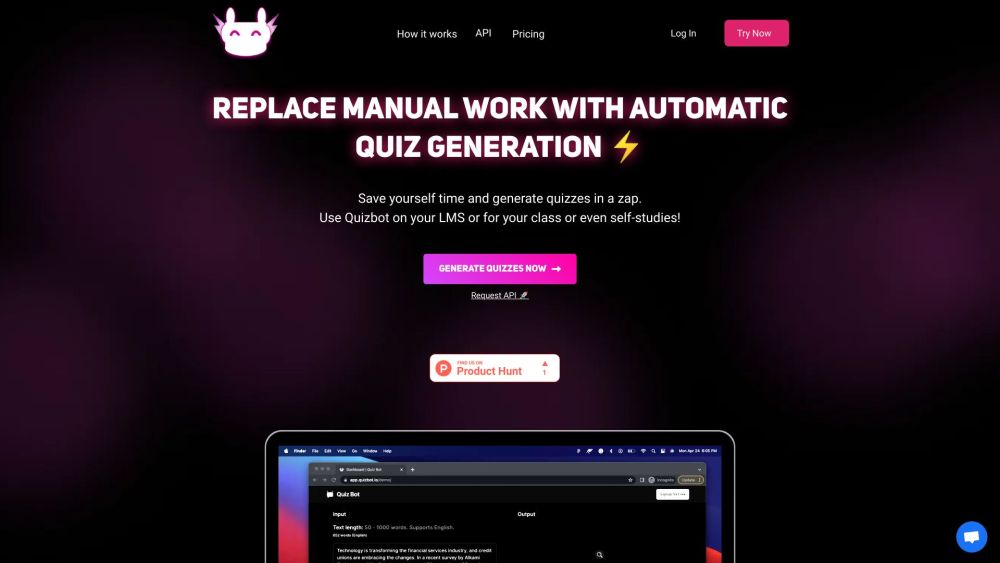 Quizbot Website screenshot