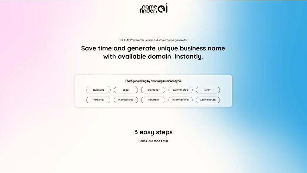 NameFinder | Free AI-Powered Domain Generator Website screenshot