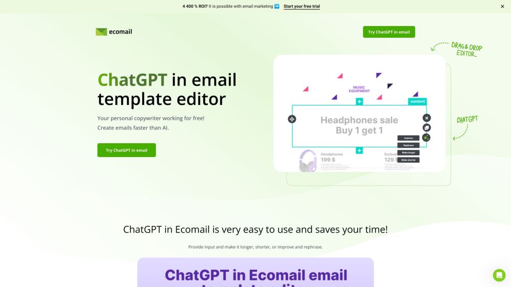 Ecomail Website screenshot