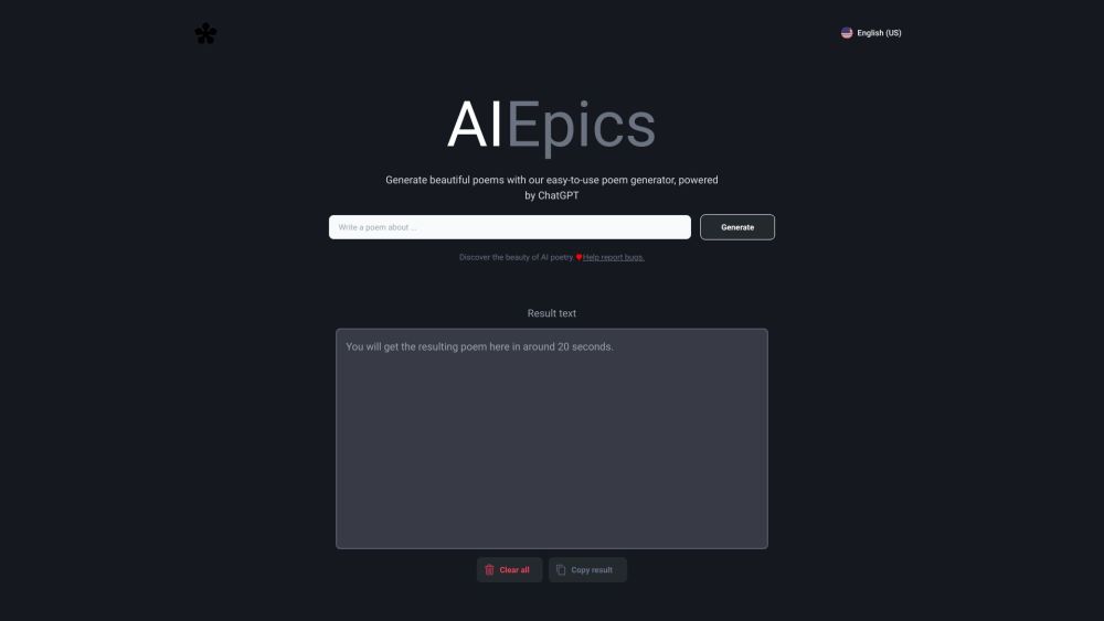 AIEpics Website screenshot