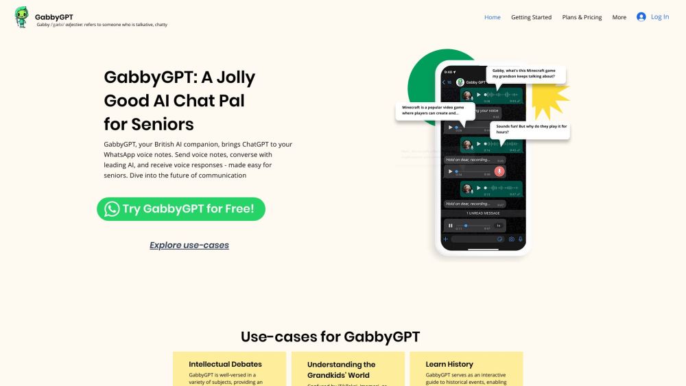 GabbyGPT Website screenshot