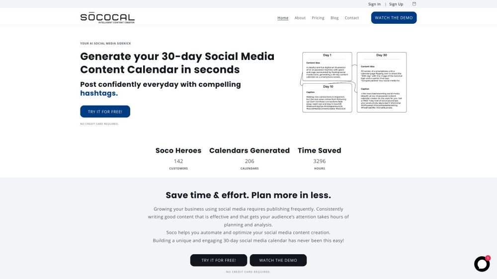 Sococal.ai Website screenshot