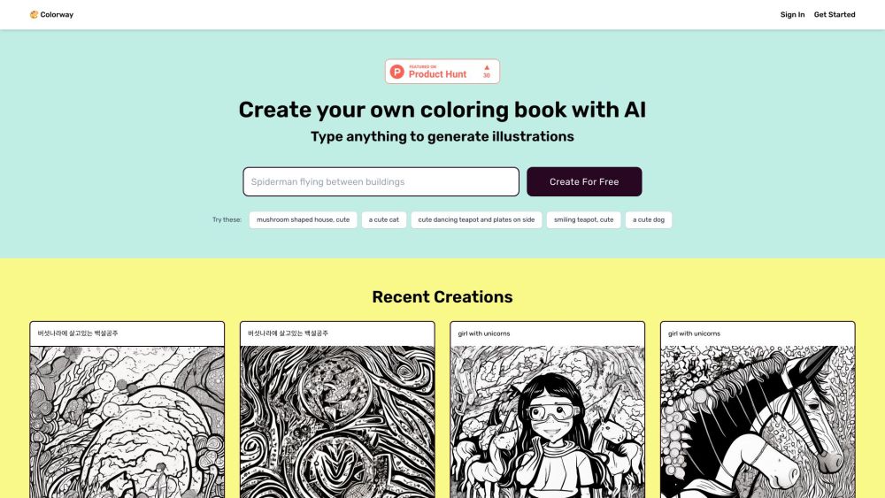 Colorway AI Website screenshot