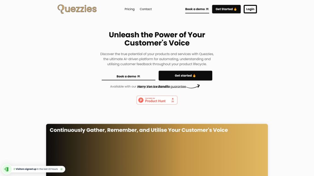 Quezzies - AI-Powered Customer Feedback & Engagement Solution Website screenshot