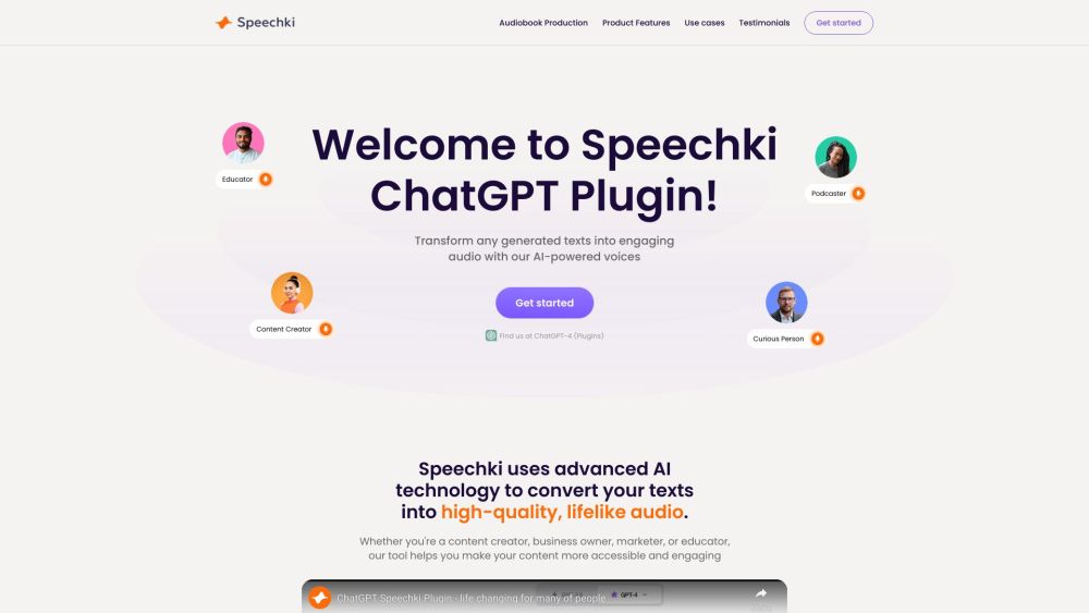 Speechki ChatGPT Plugin Website screenshot