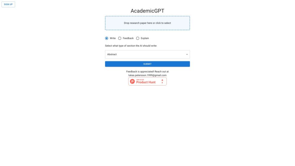 AcademicGPT Website screenshot