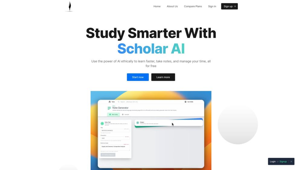 ScholarAI Website screenshot