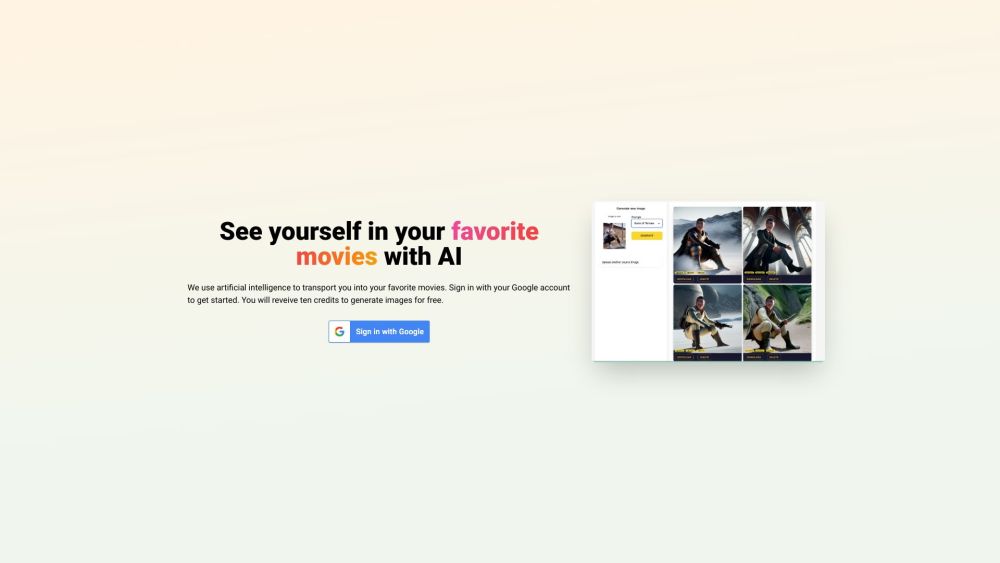 FilmFace AI App Website screenshot