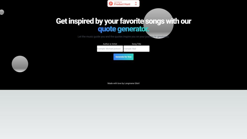 Song Quote Generator Website screenshot