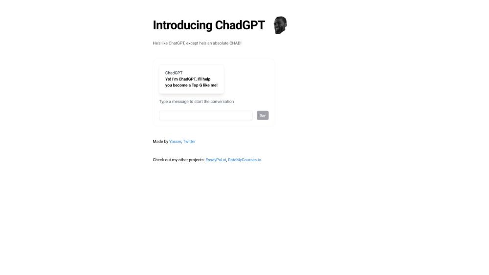 ChadGPT Website screenshot