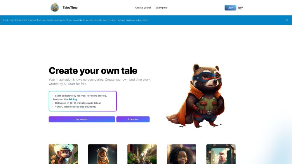 TalesTime Website screenshot