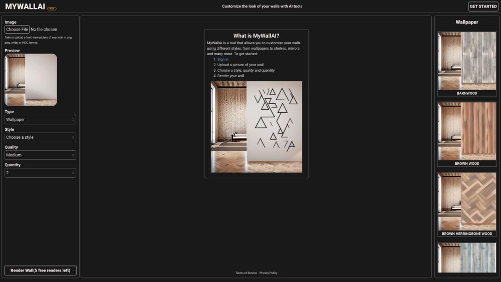 MyWallAI Website screenshot