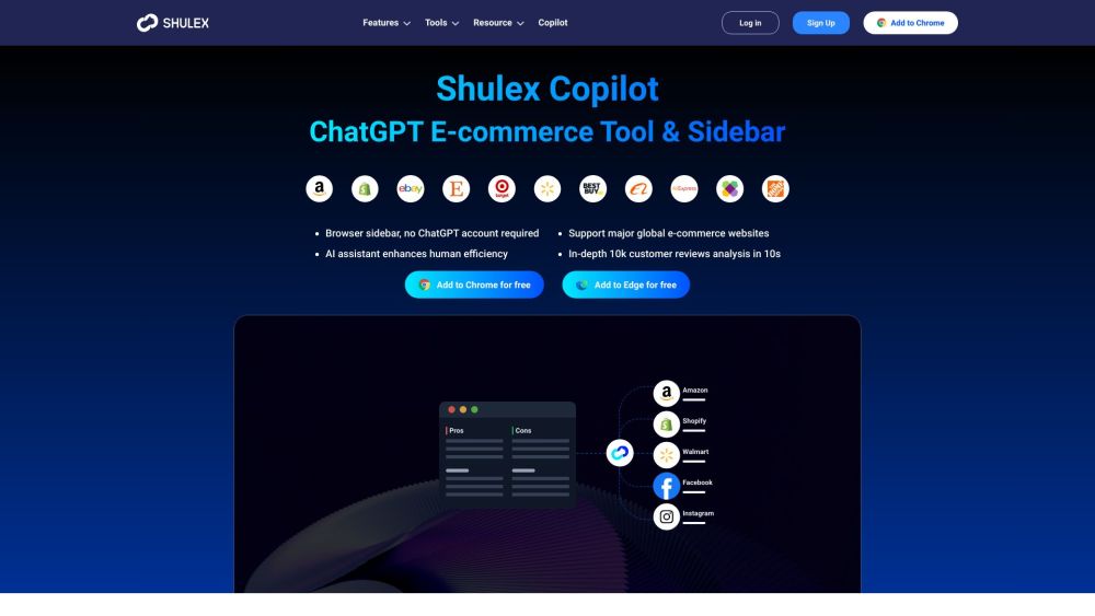 Shulex Copilot ChatGPT E-commerce Tool & Sidebar Website screenshot