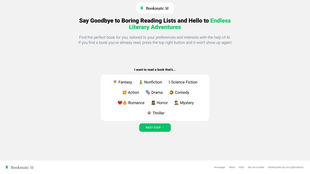 Bookmate.ai Website screenshot