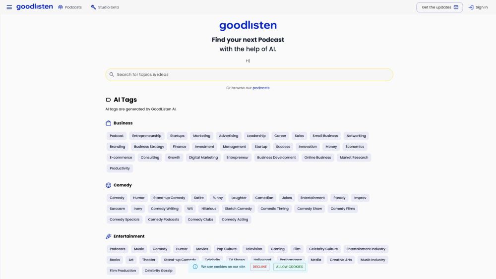 GoodListen Website screenshot