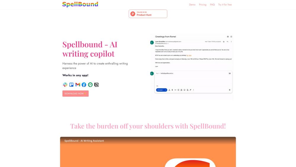 SpellBound Website screenshot